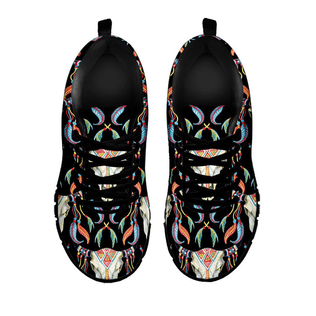 Native Buffalo Pattern Print Black Sneakers