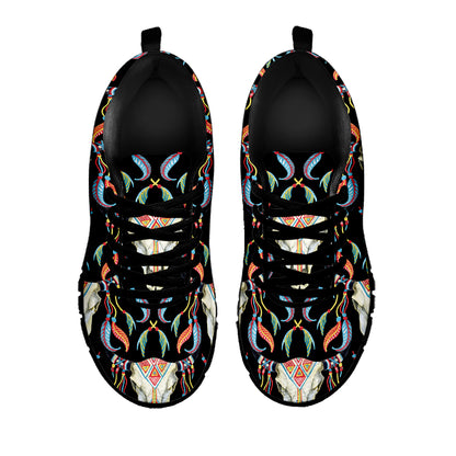 Native Buffalo Pattern Print Black Sneakers