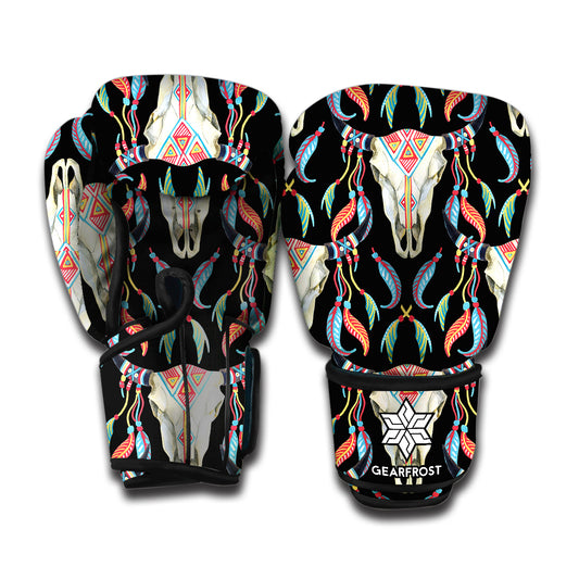 Native Buffalo Pattern Print Boxing Gloves