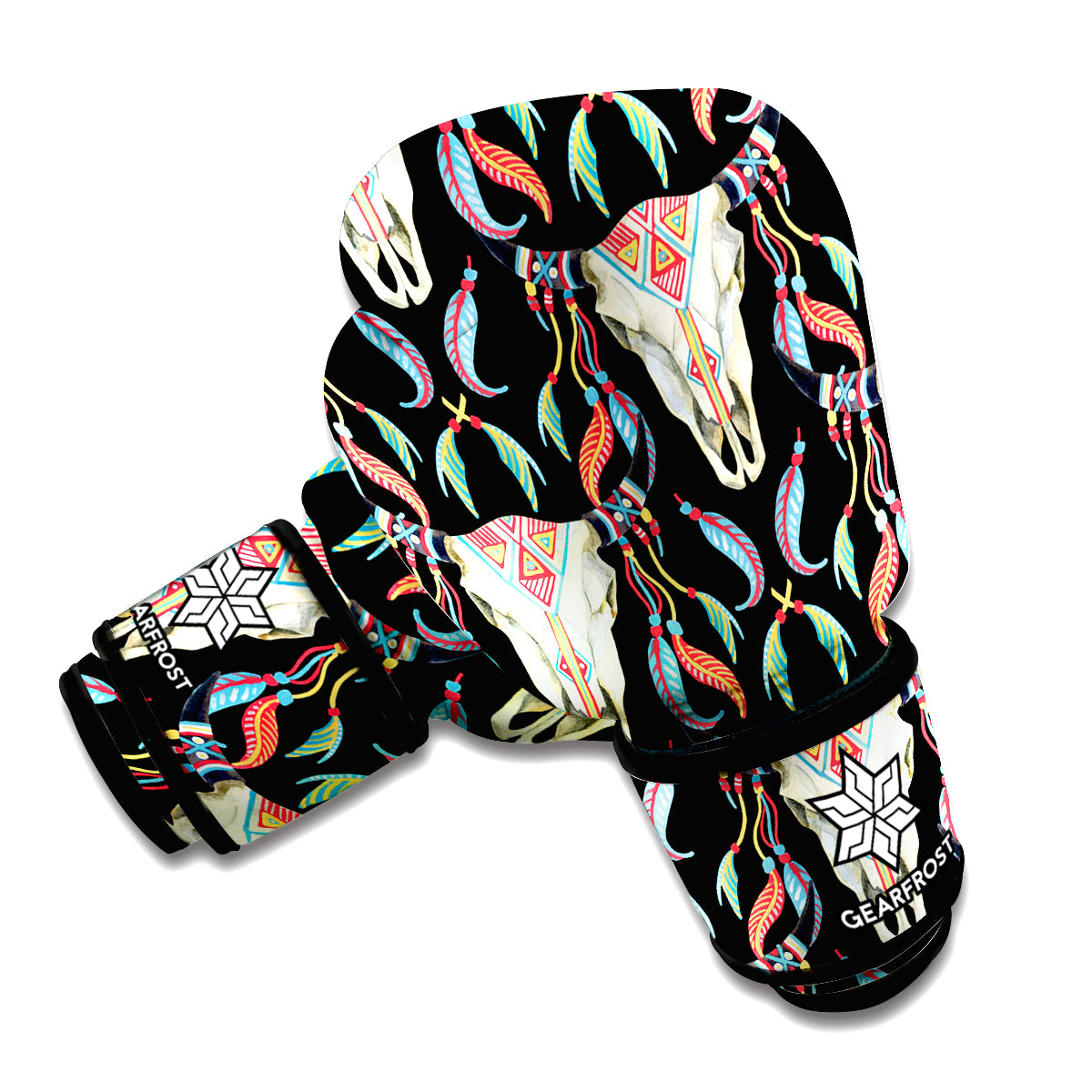 Native Buffalo Pattern Print Boxing Gloves