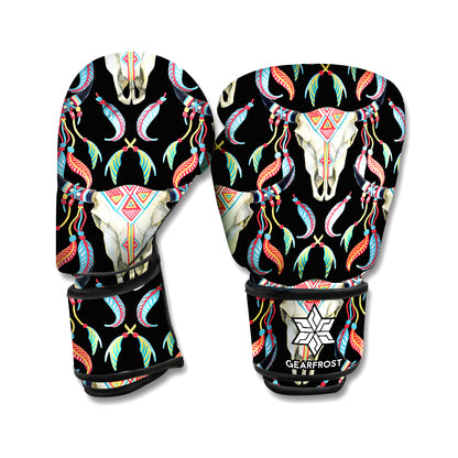 Native Buffalo Pattern Print Boxing Gloves