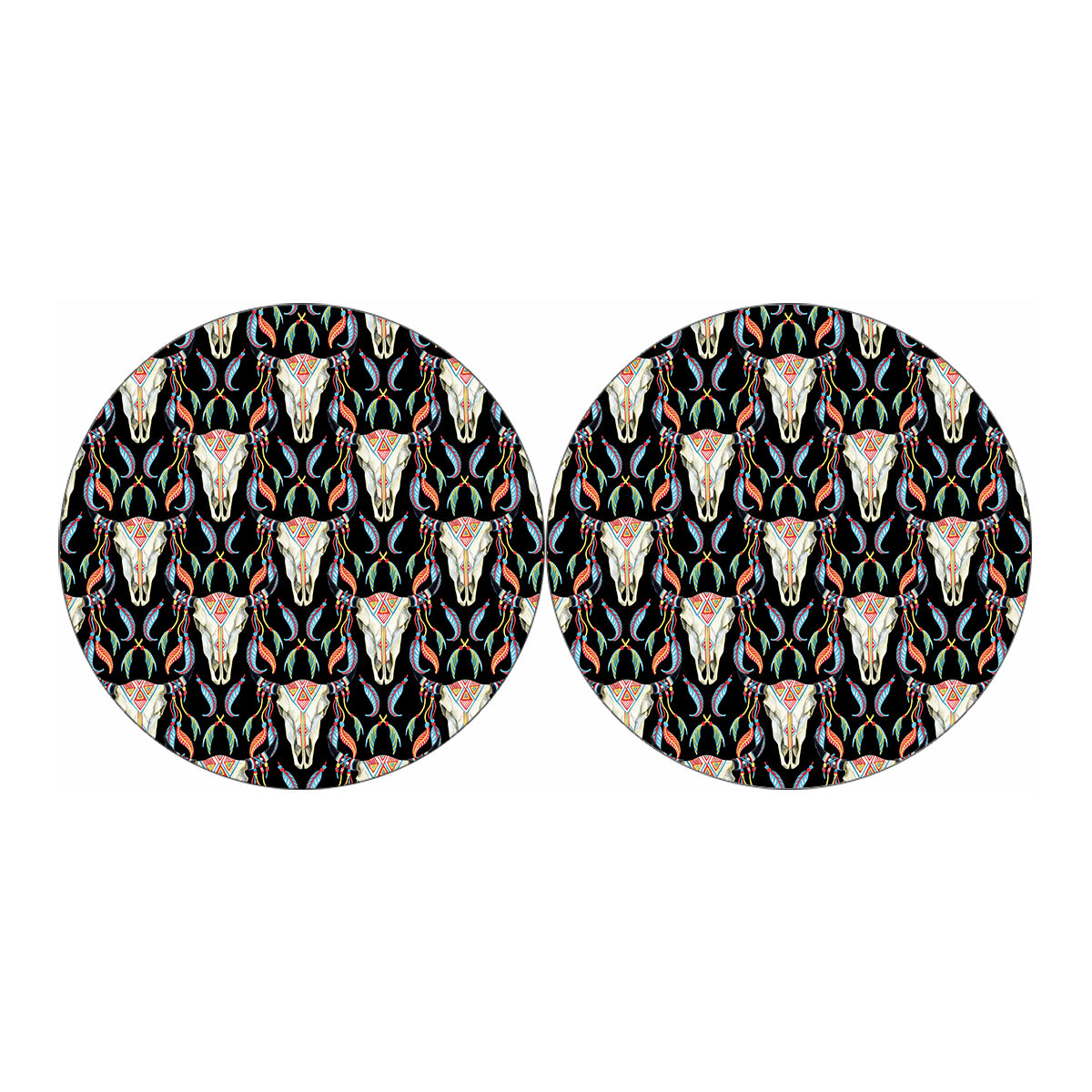 Native Buffalo Pattern Print Car Coasters