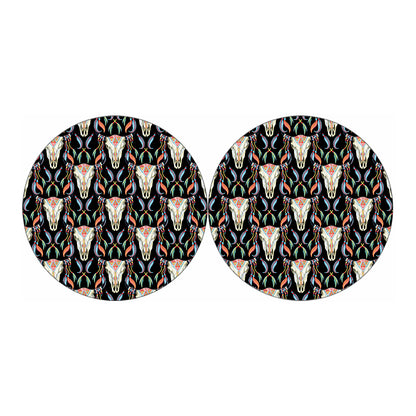 Native Buffalo Pattern Print Car Coasters