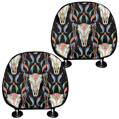 Native Buffalo Pattern Print Car Headrest Covers