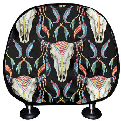 Native Buffalo Pattern Print Car Headrest Covers