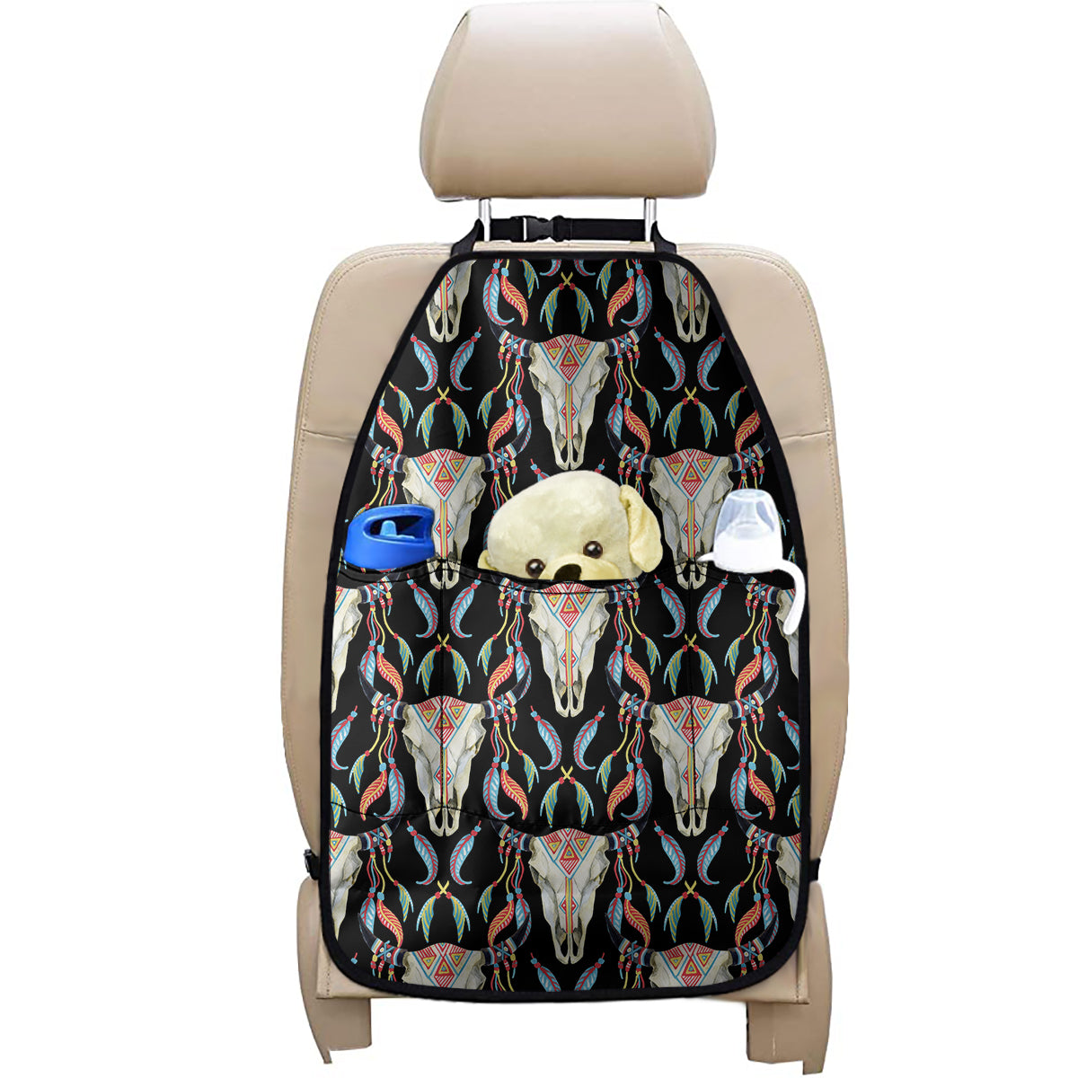Native Buffalo Pattern Print Car Seat Organizers