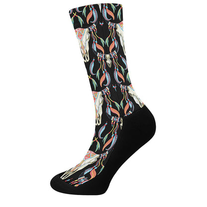 Native Buffalo Pattern Print Crew Socks