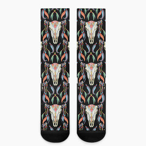 Native Buffalo Pattern Print Crew Socks