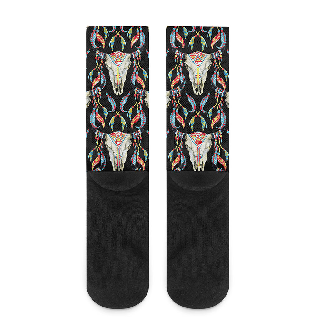 Native Buffalo Pattern Print Crew Socks