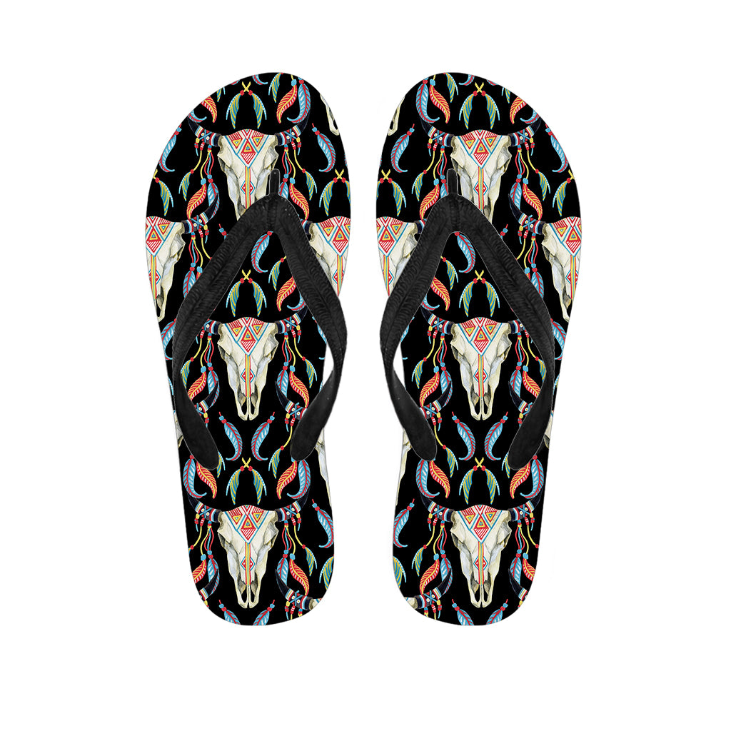Native Buffalo Pattern Print Flip Flops