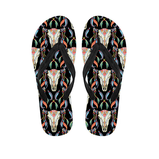 Native Buffalo Pattern Print Flip Flops