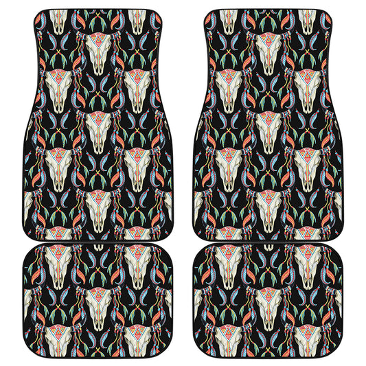 Native Buffalo Pattern Print Front and Back Car Floor Mats