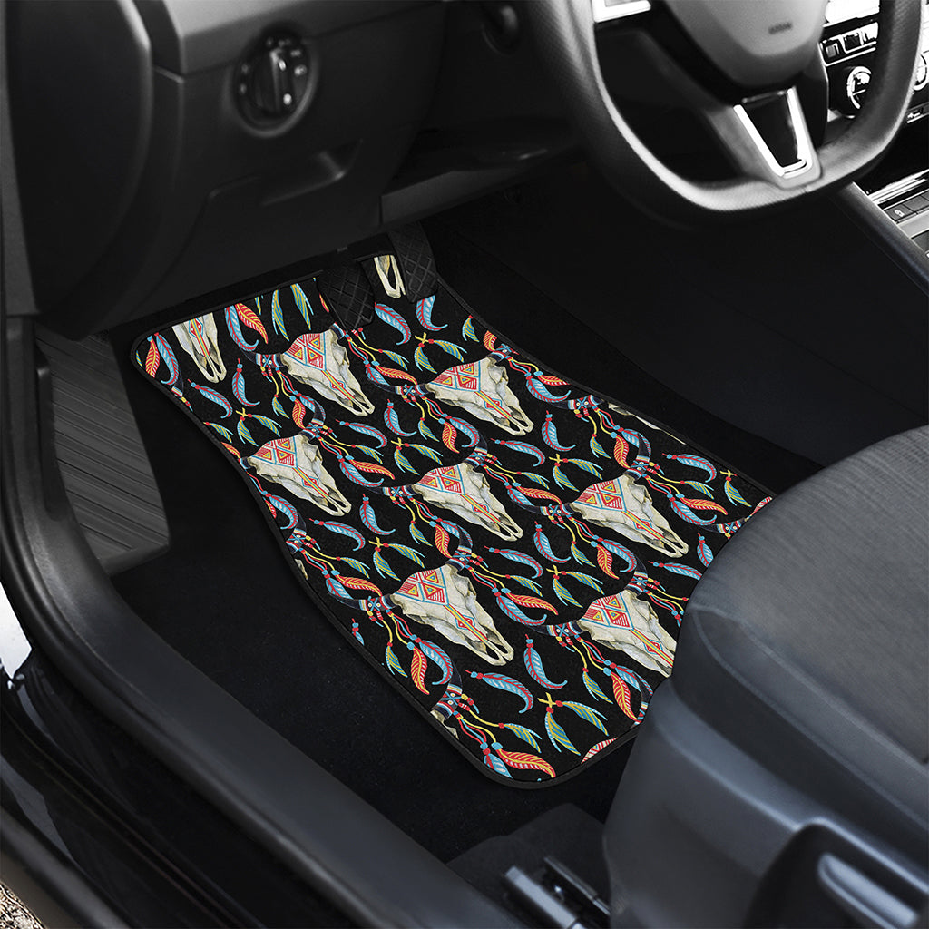 Native Buffalo Pattern Print Front and Back Car Floor Mats