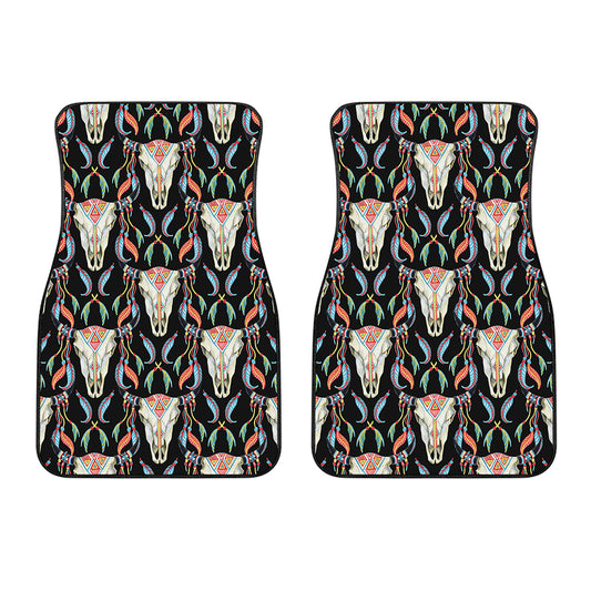 Native Buffalo Pattern Print Front Car Floor Mats