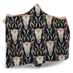 Native Buffalo Pattern Print Hooded Blanket