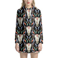 Native Buffalo Pattern Print Pullover Hoodie Dress