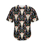 Native Buffalo Pattern Print Men's Baseball Jersey