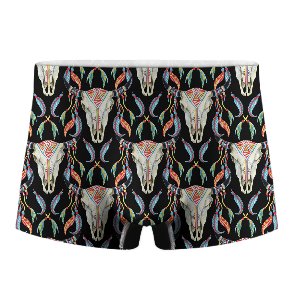 Native Buffalo Pattern Print Men's Boxer Briefs