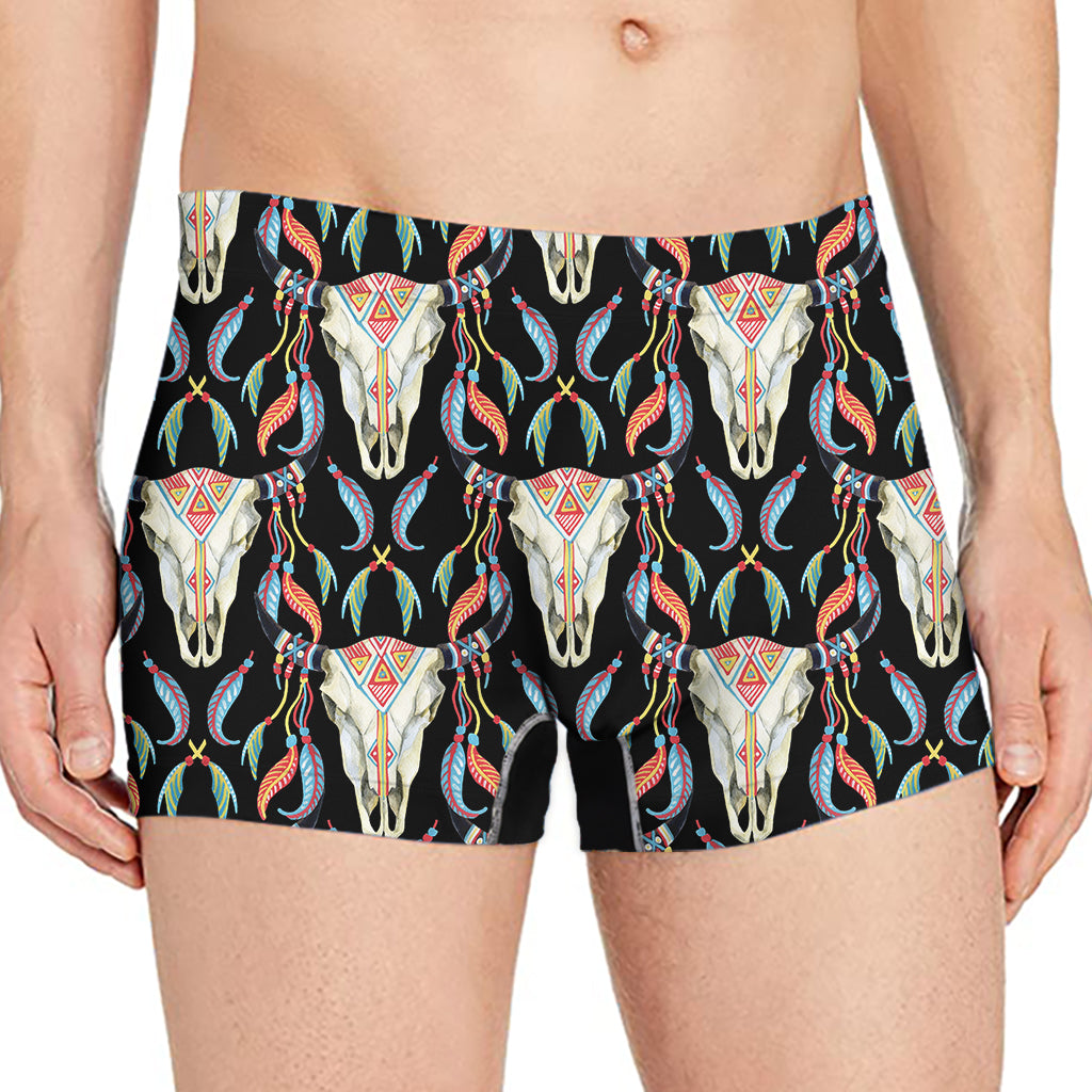 Native Buffalo Pattern Print Men's Boxer Briefs