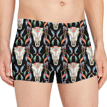 Native Buffalo Pattern Print Men's Boxer Briefs