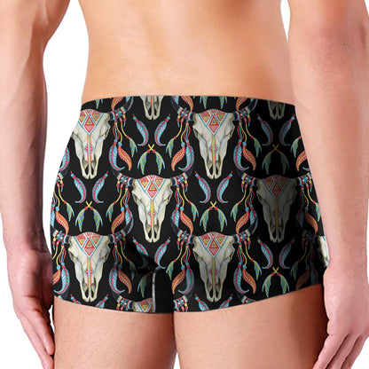 Native Buffalo Pattern Print Men's Boxer Briefs