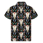 Native Buffalo Pattern Print Men's Short Sleeve Shirt