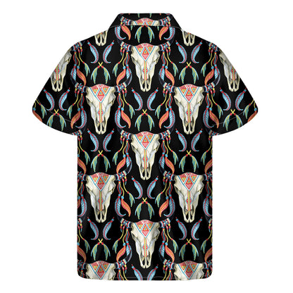 Native Buffalo Pattern Print Men's Short Sleeve Shirt