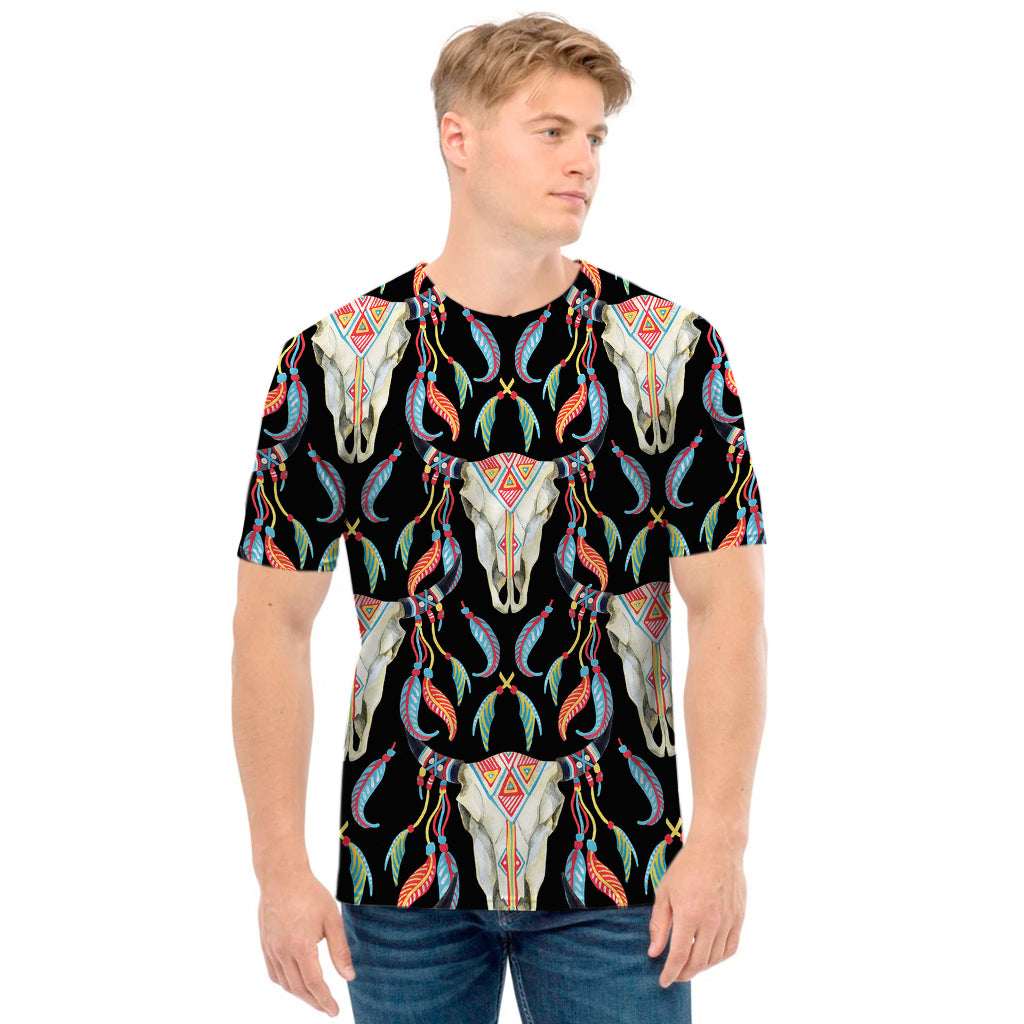 Native Buffalo Pattern Print Men's T-Shirt