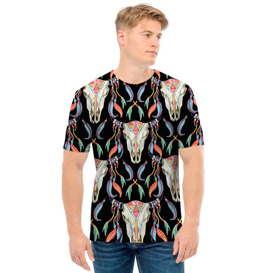 Native Buffalo Pattern Print Men's T-Shirt