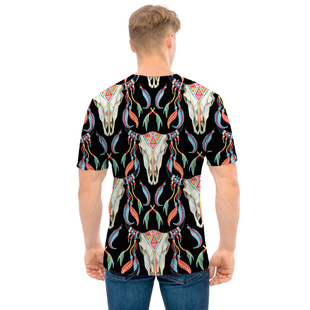 Native Buffalo Pattern Print Men's T-Shirt