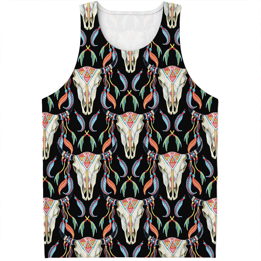 Native Buffalo Pattern Print Men's Tank Top