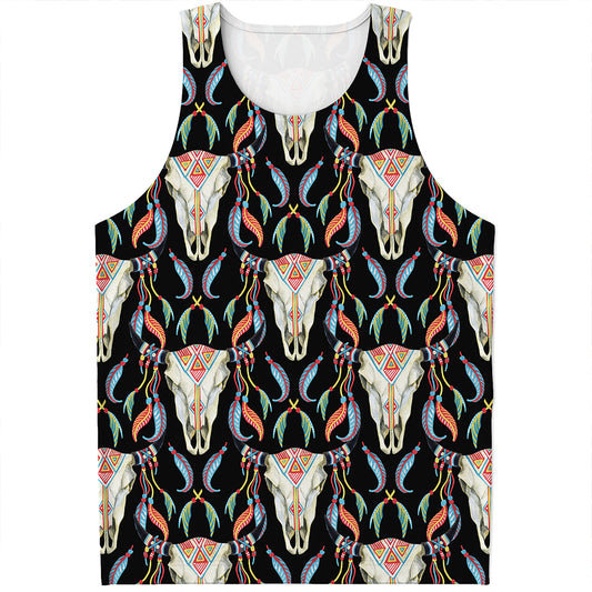 Native Buffalo Pattern Print Men's Tank Top