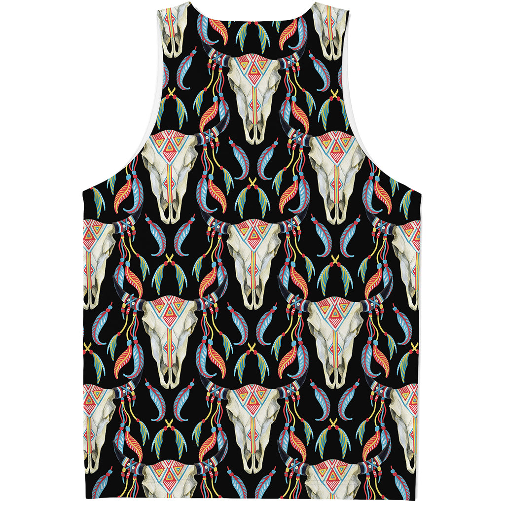 Native Buffalo Pattern Print Men's Tank Top