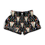 Native Buffalo Pattern Print Muay Thai Boxing Shorts
