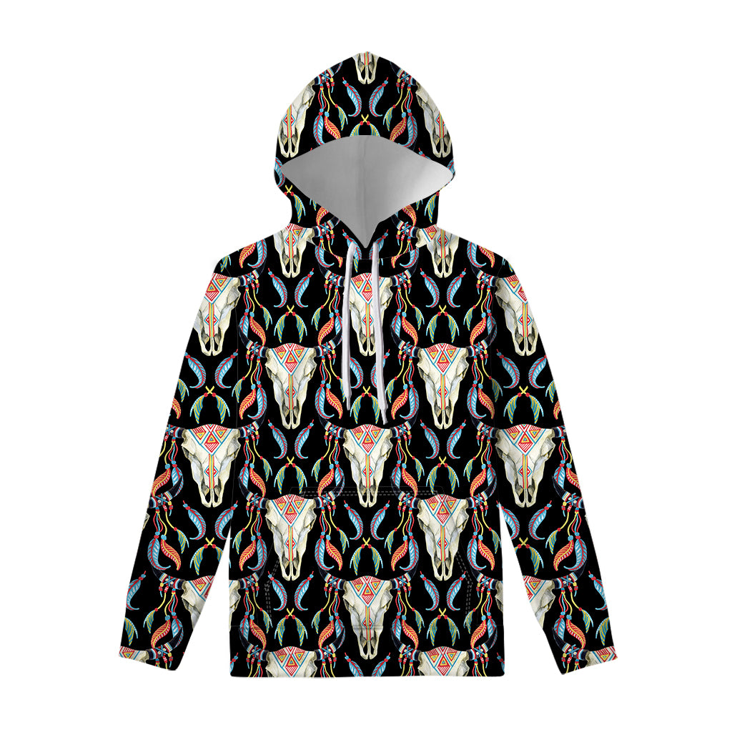 Native Buffalo Pattern Print Pullover Hoodie