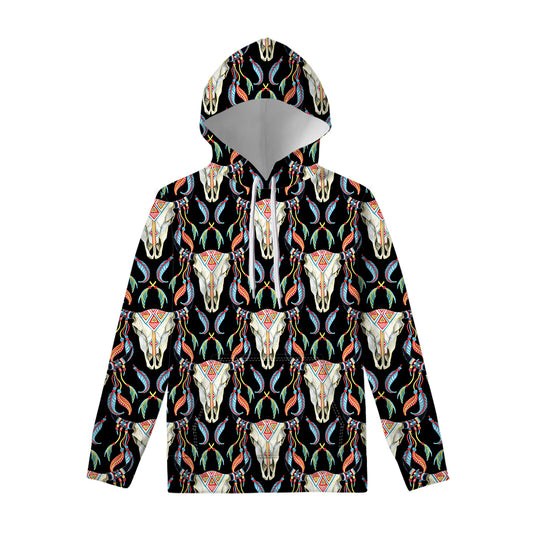Native Buffalo Pattern Print Pullover Hoodie