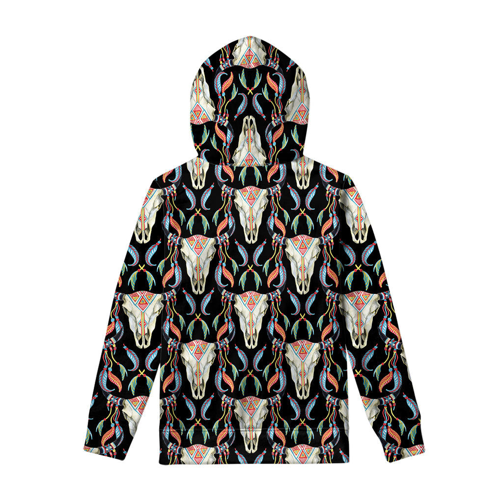 Native Buffalo Pattern Print Pullover Hoodie