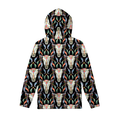 Native Buffalo Pattern Print Pullover Hoodie