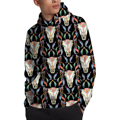Native Buffalo Pattern Print Pullover Hoodie