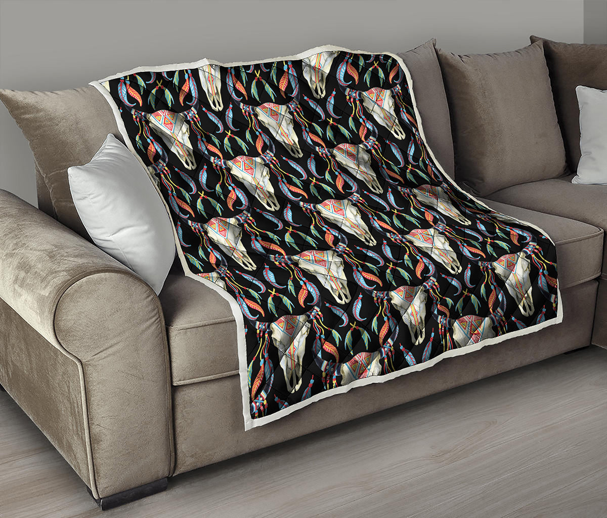 Native Buffalo Pattern Print Quilt