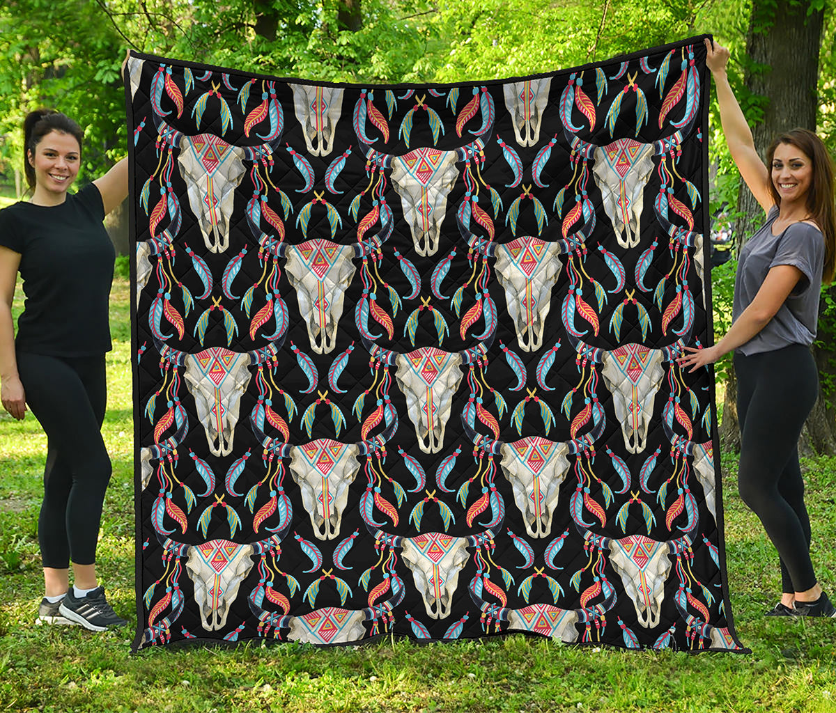 Native Buffalo Pattern Print Quilt