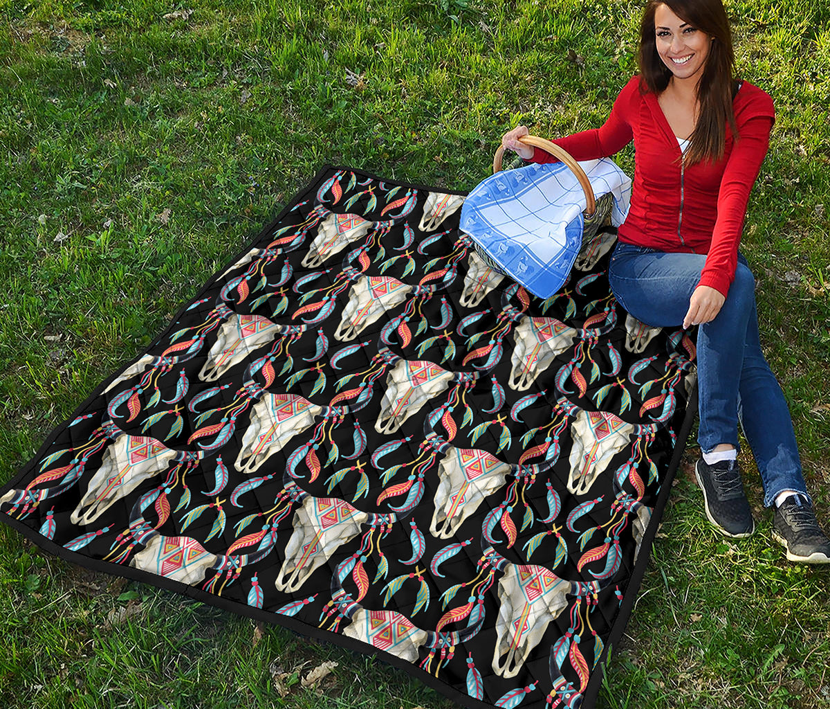 Native Buffalo Pattern Print Quilt