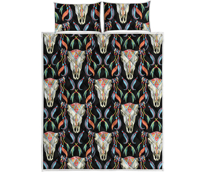 Native Buffalo Pattern Print Quilt Bed Set