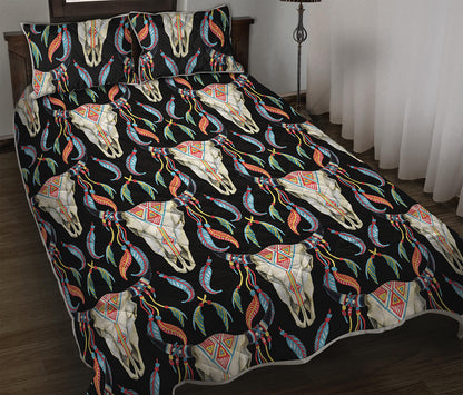 Native Buffalo Pattern Print Quilt Bed Set