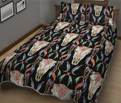 Native Buffalo Pattern Print Quilt Bed Set