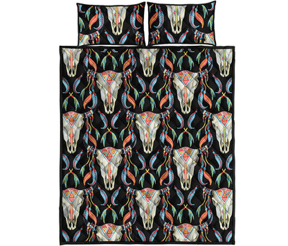 Native Buffalo Pattern Print Quilt Bed Set