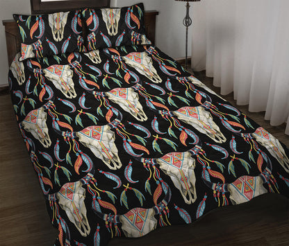 Native Buffalo Pattern Print Quilt Bed Set