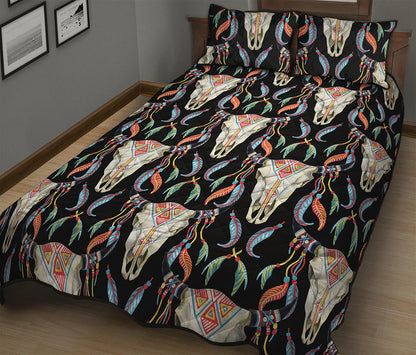 Native Buffalo Pattern Print Quilt Bed Set
