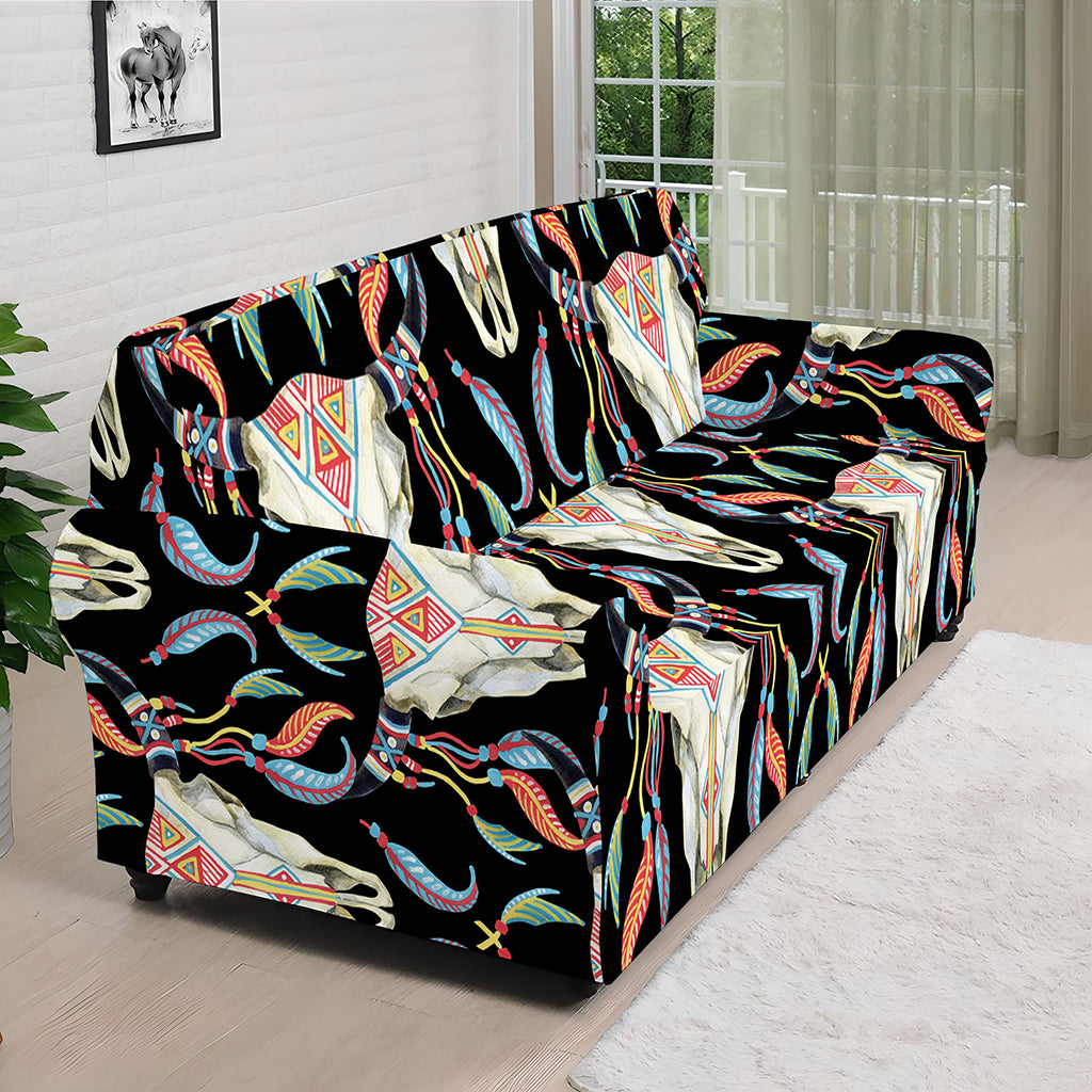 Native Buffalo Pattern Print Sofa Cover
