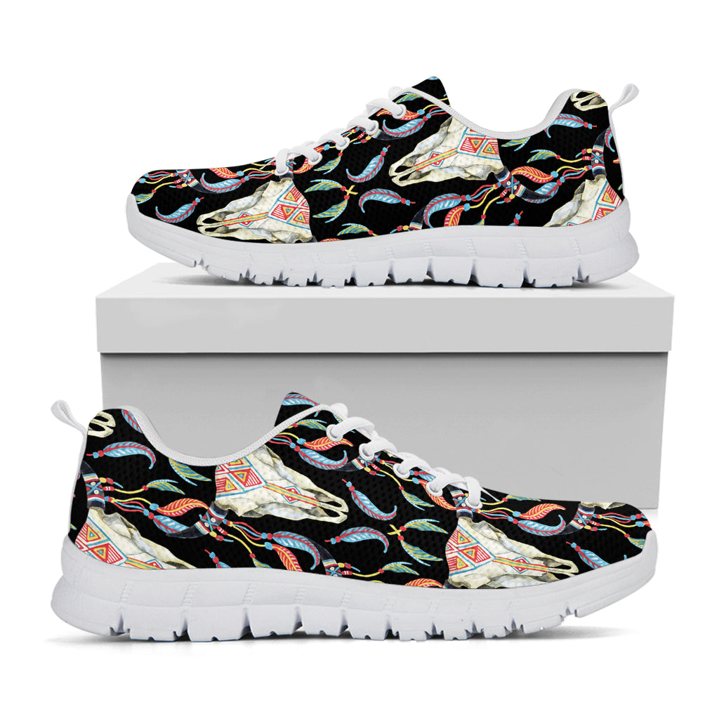 Native Buffalo Pattern Print White Sneakers